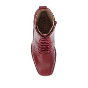 KALINDI LACE-UP BOOTIES IN VEGAN LEATHER - Red PU