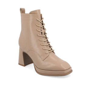 KALINDI LACE-UP BOOTIES IN WIDE - Taupe PU
