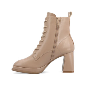 KALINDI LACE-UP BOOTIES IN WIDE - Taupe PU