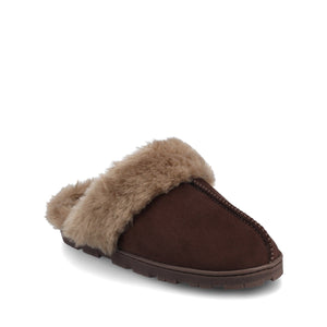 KALLI SLIPPERS IN FAUX SUEDE - Chocolate Faux Suede