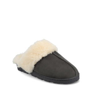 KALLI SLIPPERS IN FAUX SUEDE - Dark Grey Faux Suede