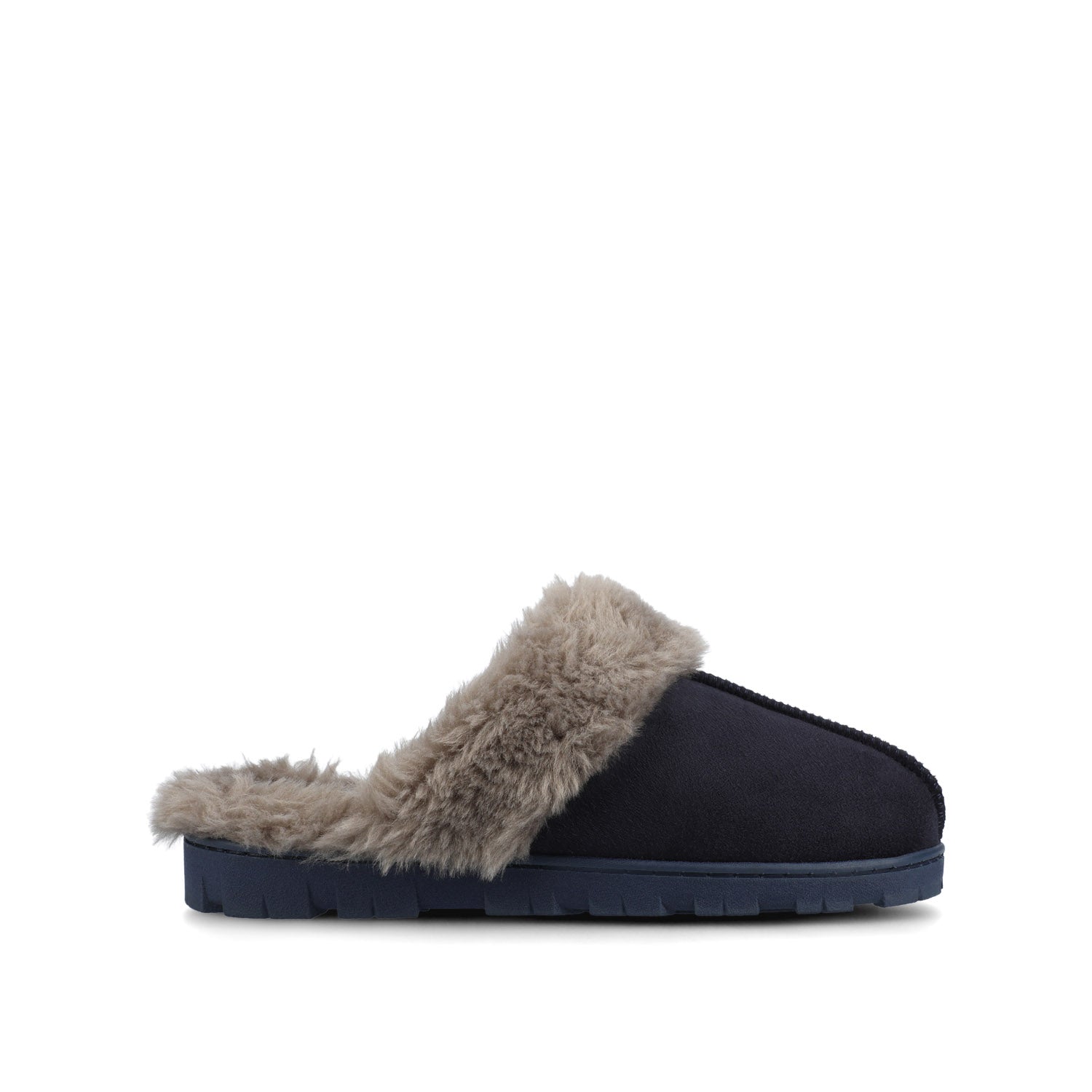 KALLI SLIPPERS IN FAUX SUEDE - Navy Faux Suede