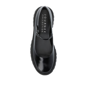 KAMIE LUG SOLE MARY JANE FLATS IN WIDE - Black PU