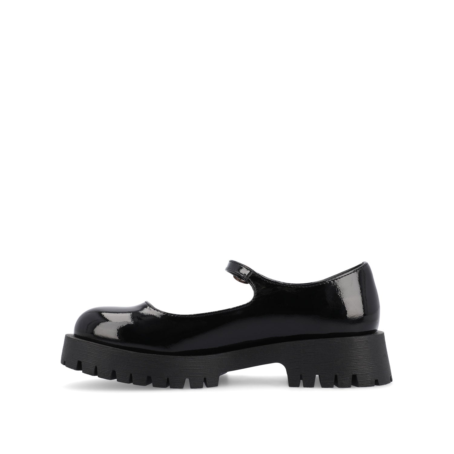 KAMIE LUG SOLE MARY JANE FLATS IN WIDE - Black Patent
