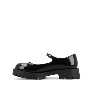 KAMIE LUG SOLE MARY JANE FLATS - Black Patent
