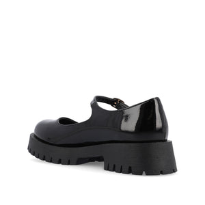 KAMIE LUG SOLE MARY JANE FLATS - Black Patent