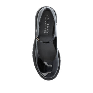 KAMIE LUG SOLE MARY JANE FLATS - Black Patent