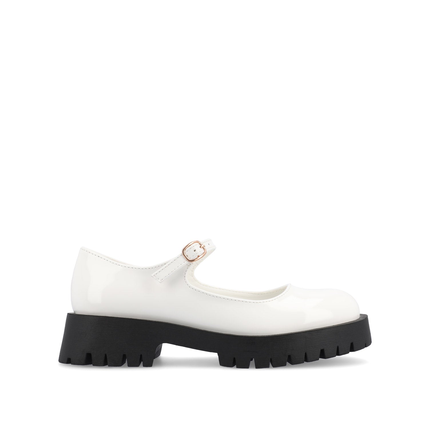 KAMIE LUG SOLE MARY JANE FLATS IN WIDE - White Patent