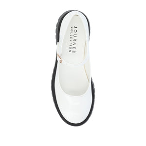KAMIE LUG SOLE MARY JANE FLATS - White Patent