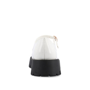 KAMIE LUG SOLE MARY JANE FLATS - White Patent