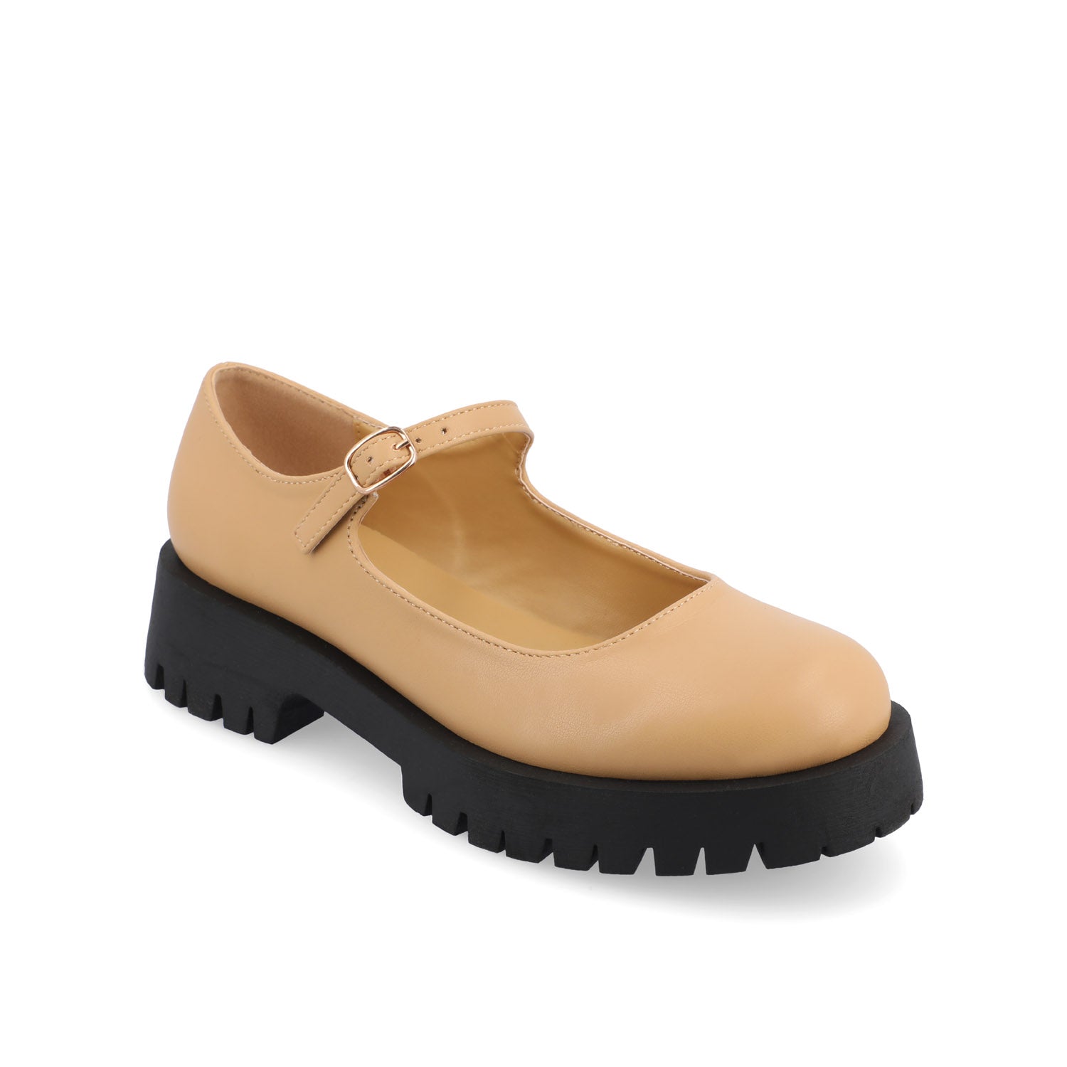 KAMIE LUG SOLE MARY JANE FLATS - Tan PU
