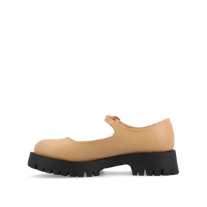 KAMIE LUG SOLE MARY JANE FLATS - Tan PU