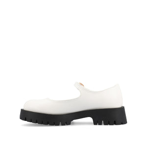 KAMIE LUG SOLE MARY JANE FLATS IN WIDE - White PU