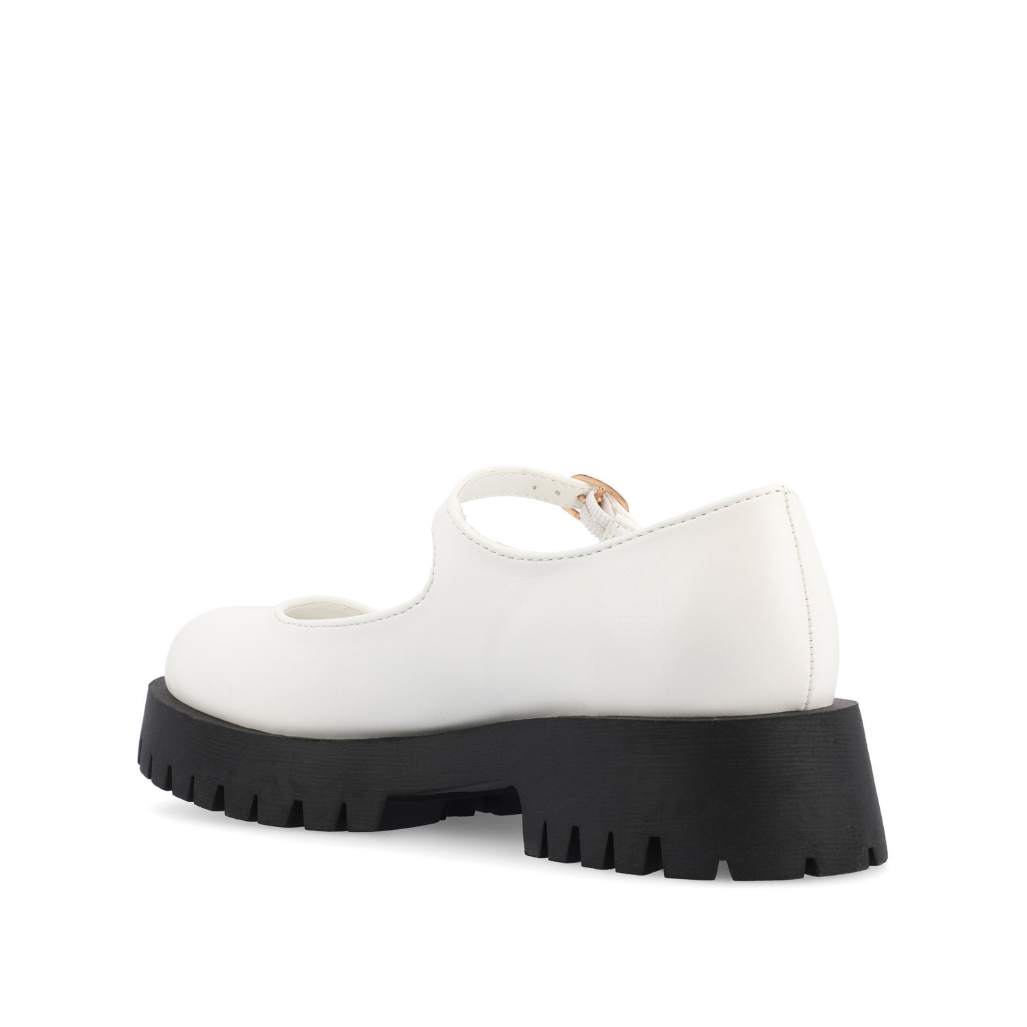 KAMIE LUG SOLE MARY JANE FLATS IN WIDE - White PU