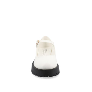 KAMIE LUG SOLE MARY JANE FLATS IN WIDE - White PU