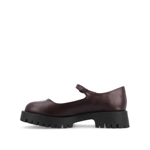 KAMIE LUG SOLE MARY JANE FLATS - Wine PU