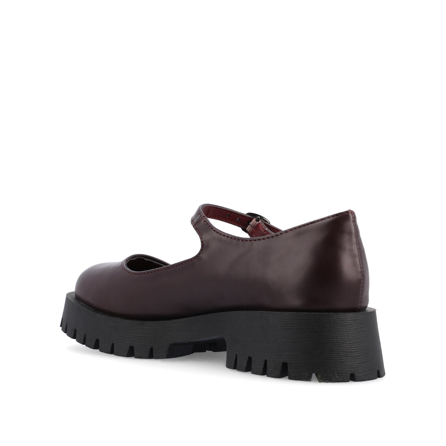 KAMIE LUG SOLE MARY JANE FLATS IN WIDE - Wine PU