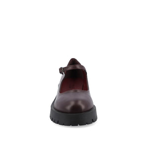 KAMIE LUG SOLE MARY JANE FLATS - Wine PU
