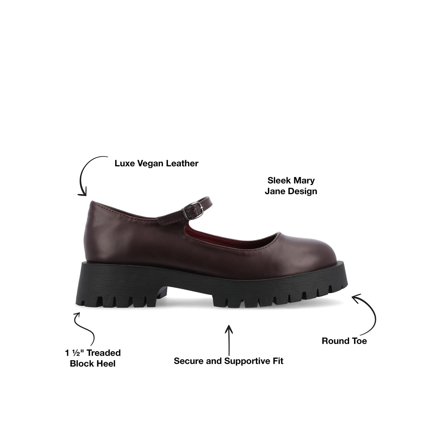 KAMIE LUG SOLE MARY JANE FLATS IN WIDE