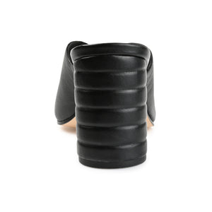 KARAH BLOCK HEELED MULES IN LEATHER - Black