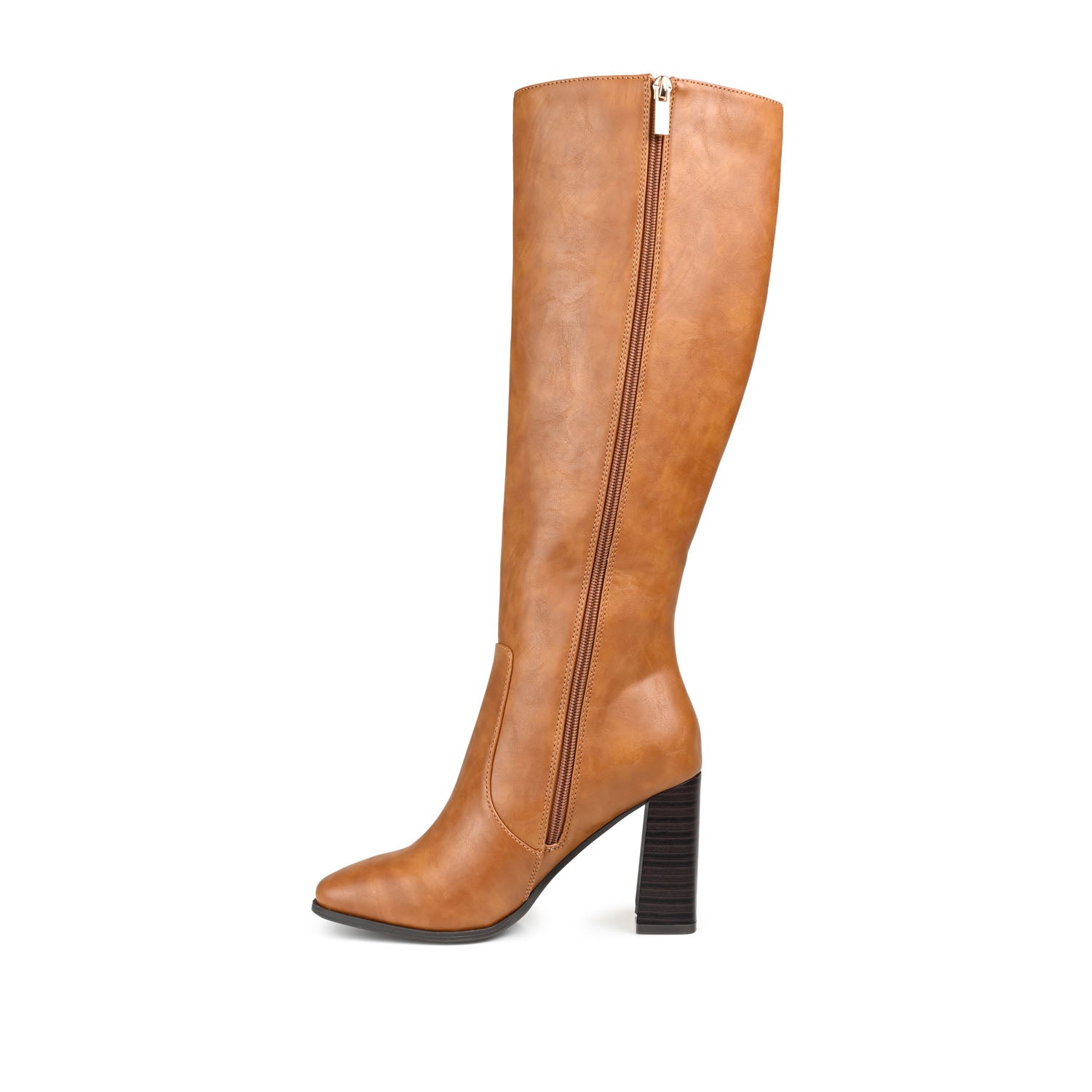 KARIMA TALL BOOTS IN WIDE CALF - Cognac PU