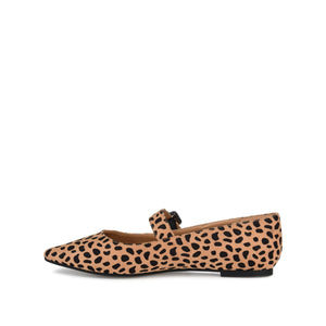 KARISSA MARY JANE FLATS IN FAUX SUEDE - Cheetah Faux Suede