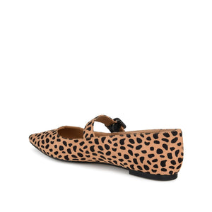 KARISSA MARY JANE FLATS IN FAUX SUEDE - Cheetah Faux Suede