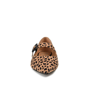KARISSA MARY JANE FLATS IN FAUX SUEDE - Cheetah Faux Suede