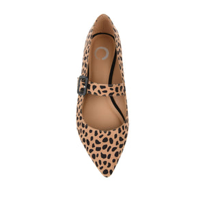 KARISSA MARY JANE FLATS IN FAUX SUEDE - Cheetah Faux Suede