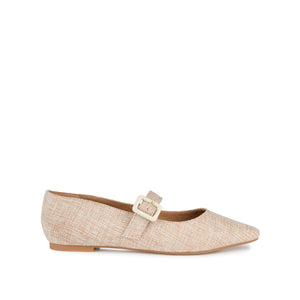 KARISSA MARY JANE FLATS IN FAUX SUEDE - Beige Linen