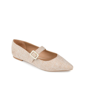 KARISSA MARY JANE FLATS IN FAUX SUEDE - Beige Linen
