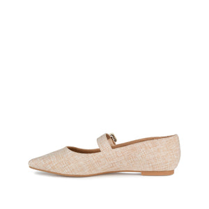 KARISSA MARY JANE FLATS IN FAUX SUEDE - Beige Linen
