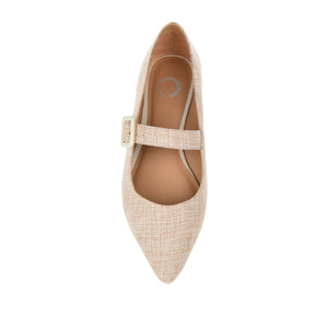 KARISSA MARY JANE FLATS IN FAUX SUEDE - Beige Linen