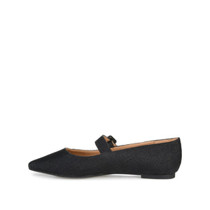 KARISSA MARY JANE FLATS IN FAUX SUEDE - Black