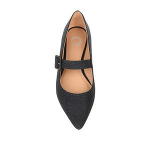 KARISSA MARY JANE FLATS IN FAUX SUEDE - Black