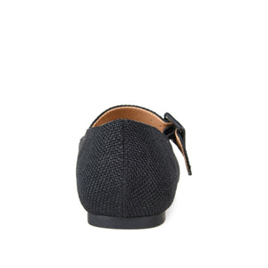 KARISSA MARY JANE FLATS IN FAUX SUEDE - Black