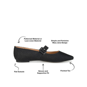 KARISSA MARY JANE FLATS IN FAUX SUEDE - Black