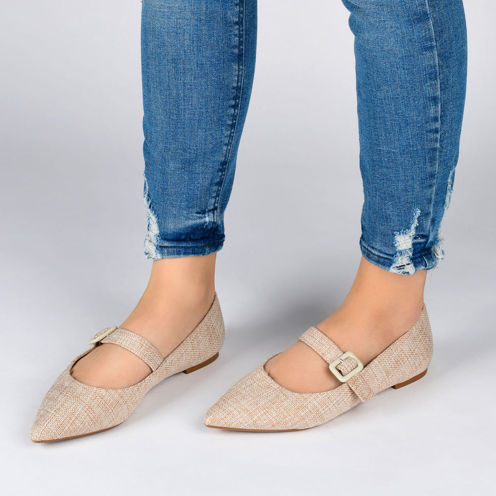 KARISSA MARY JANE FLATS IN FAUX SUEDE