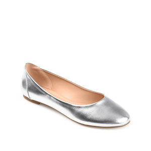 KAVN VEGAN LEATHER FLATS IN WIDE - Silver PU