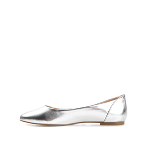 KAVN VEGAN LEATHER FLATS IN WIDE - Silver PU