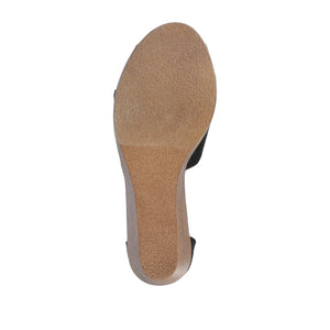 KEDZIE WEDGE HEELED SANDALS IN FAUX SUEDE - Black Faux Suede