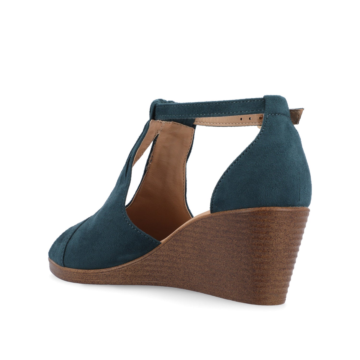 KEDZIE WEDGE HEELED SANDALS IN FAUX SUEDE - Blue Faux Suede