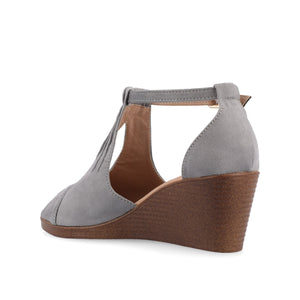 KEDZIE WEDGE HEELED SANDALS IN FAUX SUEDE - Grey Faux Suede