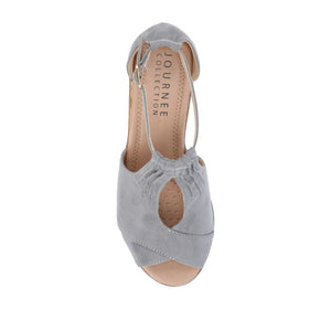 KEDZIE WEDGE HEELED SANDALS IN WIDE - Grey Faux Suede