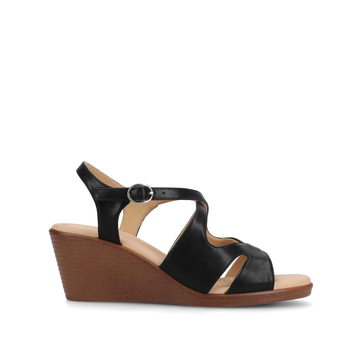 KEDZIEII ANKLE STRAP WEDGE SANDALS - Black