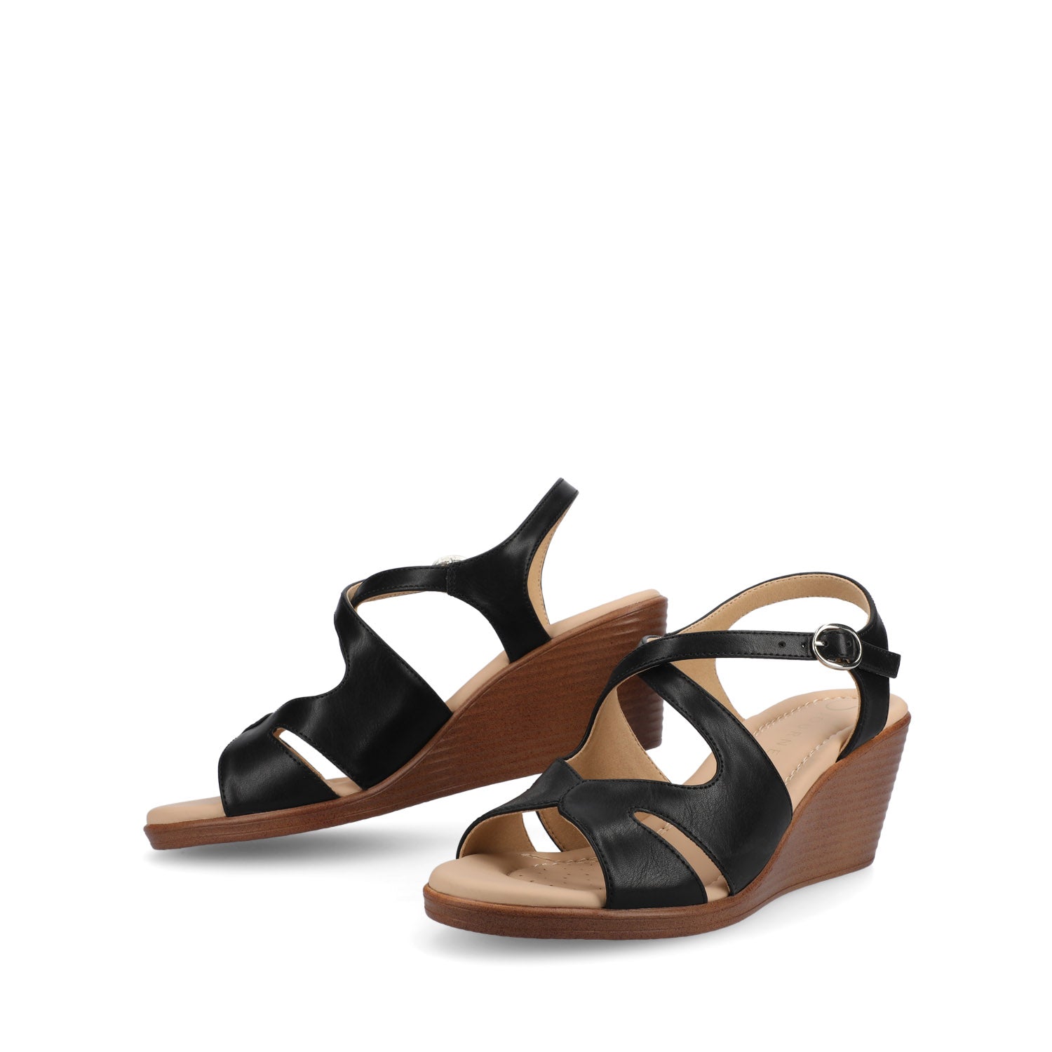 KEDZIEII ANKLE STRAP WEDGE SANDALS - Black