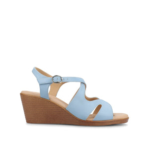 KEDZIEII ANKLE STRAP WEDGE SANDALS IN WIDE - Blue