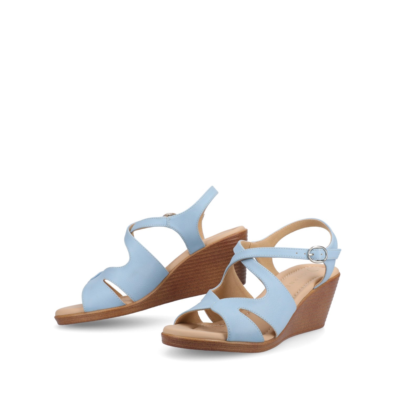 KEDZIEII ANKLE STRAP WEDGE SANDALS - Blue