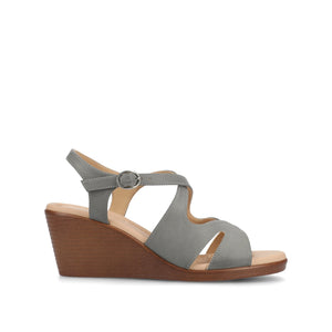 KEDZIEII ANKLE STRAP WEDGE SANDALS - Grey