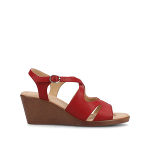 KEDZIEII ANKLE STRAP WEDGE SANDALS - Red